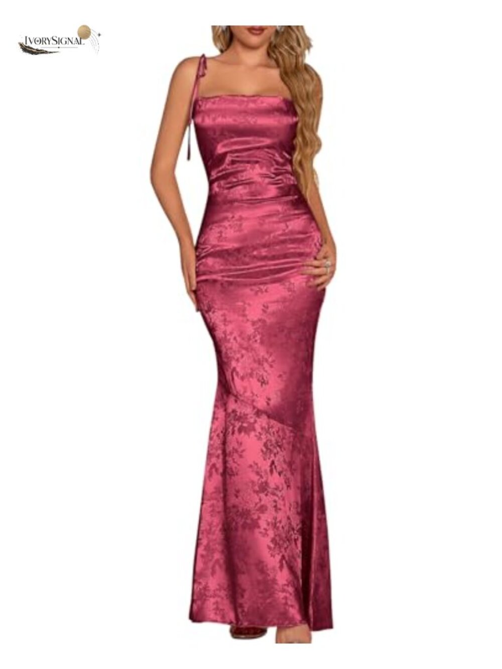 Satin Formal Maxi Dress Lace Up Cowl Neck Mermaid Prom Wedding Guest